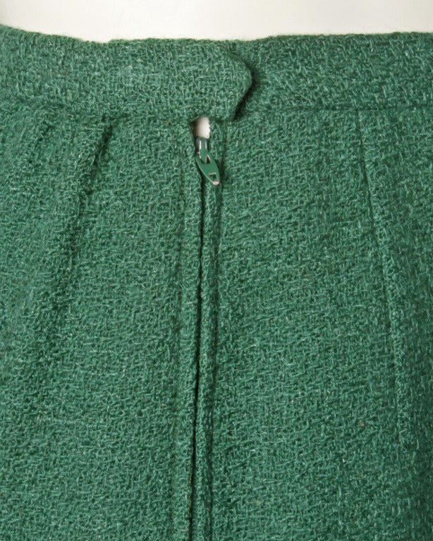 Hattie Carnegie Vintage 1950s 50s Green Wool 2-Pc Suit- Jacket + Skirt 4
