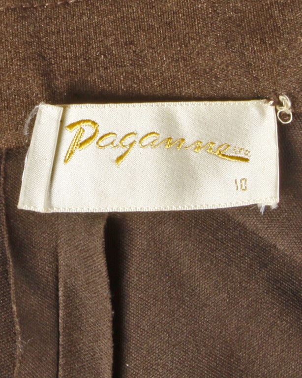 Signed Paganne Vintage 1970s 70s Border Print Jersey Knit Shirt Dress 2