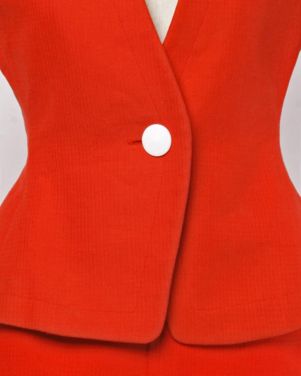 YSL Yves Saint Laurent Rive Gauche Red 2-Pc Suit- Jacket + Skirt 2