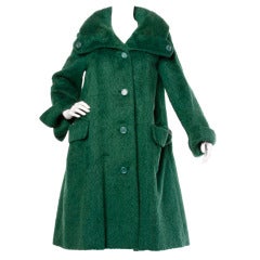 Christian Dior Original 60s Vintage Green Wool Swing Coat