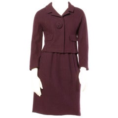 Vintage 1960s 60s Marquise Purple Wool Mod 2-Pc Suit- Jacket + Skirt Set