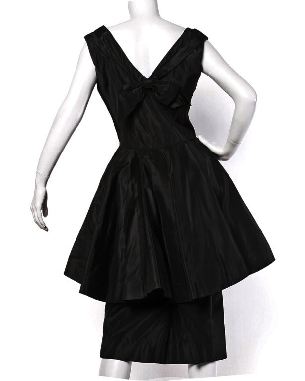 Emma Domb Vintage 1950's 50s Black Bombshell Sequin Peplum Cocktail Dress In Excellent Condition In Sparks, NV