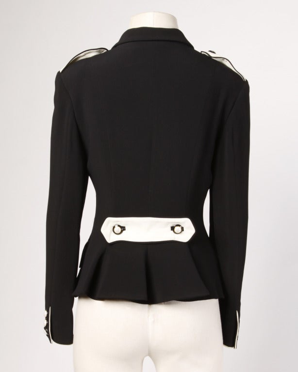 Moschino Couture 90s 1990s Black + White Military-Inspired Blazer Jacket In Excellent Condition In Sparks, NV