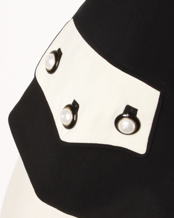 Women's Moschino Couture 90s 1990s Black + White Military-Inspired Blazer Jacket