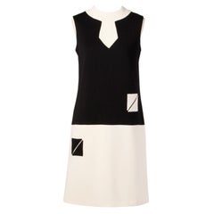 1960s Nina Ricci Vintage Black + White Geometric Mod Shift Dress