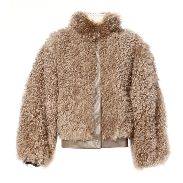 Vintage 80s 1980s Mongolian/ Tibetan Lamb Fur Leather Jacket- Neiman-Marcus