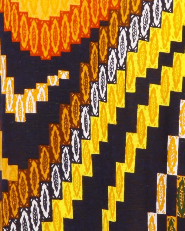 Women's Rizkallah for Malcolm Starr Vintage 1970s 70s Op Art Pixel Print Maxi Dress For Sale