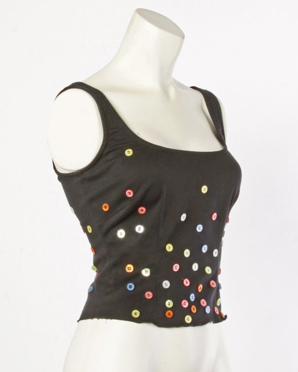 Women's Moschino Jeans Vintage 90s 1990s Rainbow Buttons Tank Top