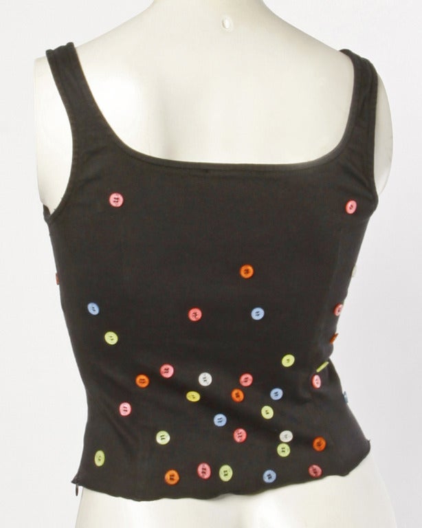 Moschino Jeans Vintage 90s 1990s Rainbow Buttons Tank Top 1