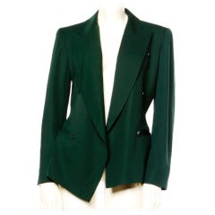 Claude Montana Vintage 80s Green Wool Blazer Jacket