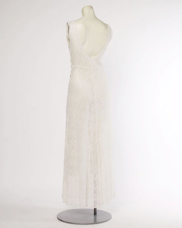 Women's Vintage 1930s 30s Sheer Lace Wedding Maxi Dress with Matching Bolero Jacket For Sale