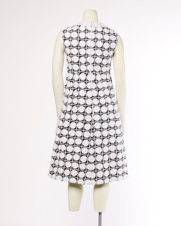 Gray Elinor Simmons for Malcolm Starr Vintage 1960s 60s Op Art Polka Dot Mini Dress