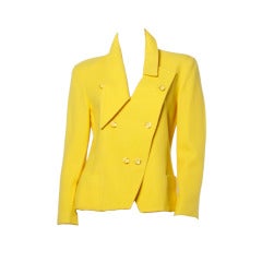 Veste blazer asymétrique jaune avec doublure en soie Karl Lagerfeld for Saks 5th Ave