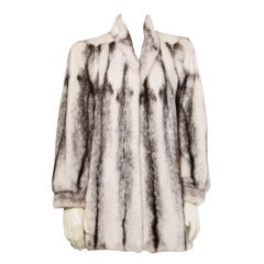 Vintage Black + White Cross Mink Fur Coat