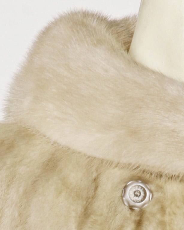 Vintage 1950s 50s Blond Mink Fur Coat + Hat 2-Piece Set In Excellent Condition In Sparks, NV