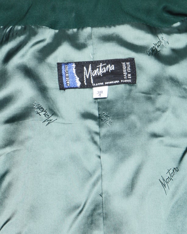 Claude Montana Vintage 80s Green Wool Blazer Jacket