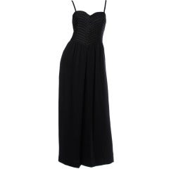 Krizia Vintage Braided Silk Bodice Black Formal Maxi Dress