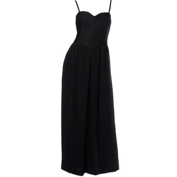 Krizia Vintage Braided Silk Bodice Black Formal Maxi Dress For Sale at ...