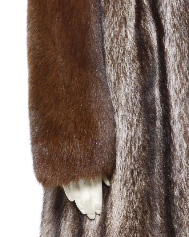 Vintage Raccoon + Brown Fox Fur 80s 1980s Full Length Full Coat 2