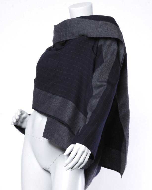 Comme des Garcons 1990s 90s Avant Garde Pin Stripe Asymmetric Jacket