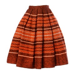 Vintage 1950s 50s Neiman Marcus Woven Circle Skirt with Inverted Pleats from Switzerland
