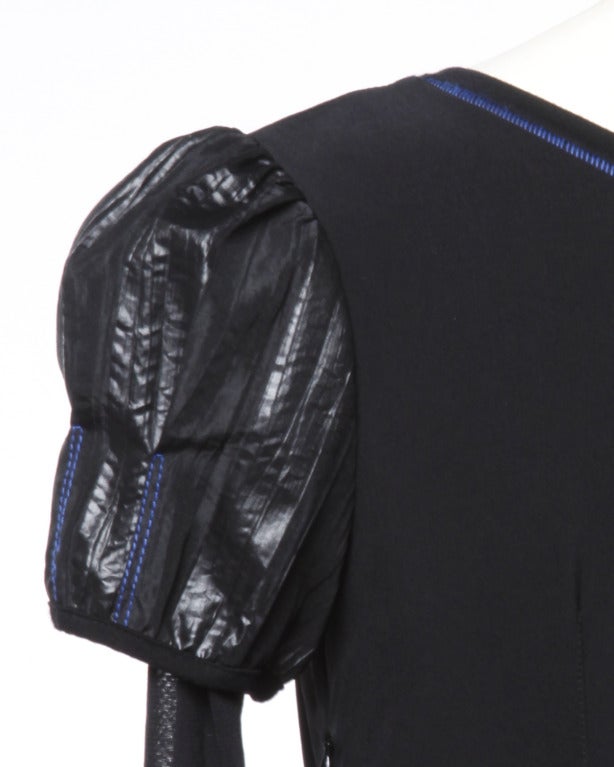 Krizia Vintage Iconic 1990s Avant Garde Blue & Black Sheer Mesh Parachute Dress 4