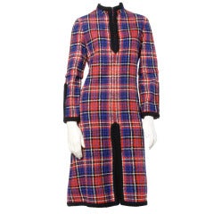 Oscar de la Renta Boutique Vintage 1960s 60s Plaid Coat Dress with Long Sleeves 2
