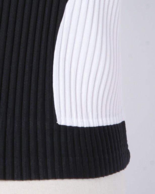 Issey Miyake 1990s 90s Black + White Pleated Two-Tone Shirt Top 4