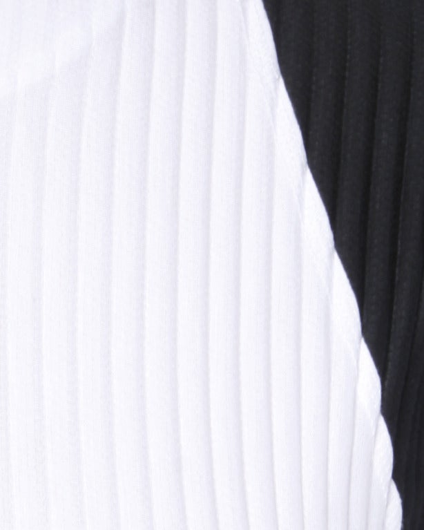 Issey Miyake 1990s 90s Black + White Pleated Two-Tone Shirt Top 1