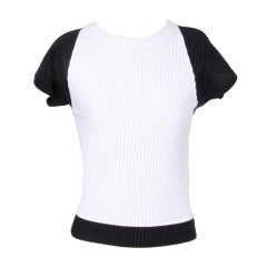Issey Miyake 1990s 90s Black + White Pleated Two-Tone Shirt Top 11