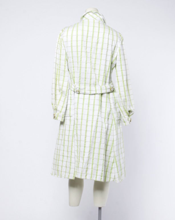 Elinor Simmons pour Malcolm Starr - Manteau à carreaux texturé vert et blanc, vintage, années 1960 Pour femmes en vente