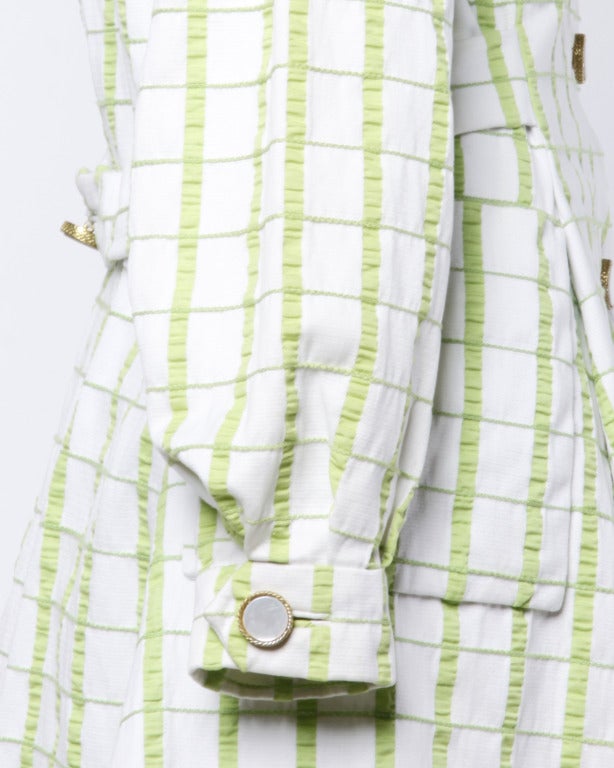 Elinor Simmons pour Malcolm Starr - Manteau à carreaux texturé vert et blanc, vintage, années 1960 en vente 1
