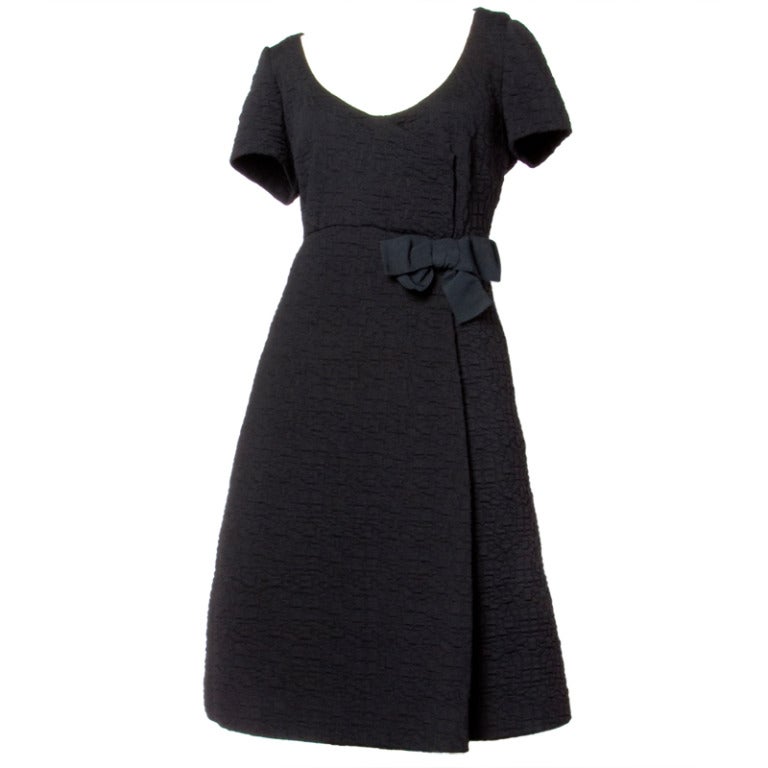 Arnold Scaasi for Tannel Vintage 1960s 60s Little Black Knit Dress
