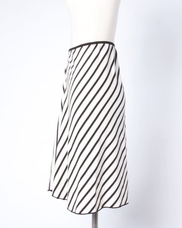 Sonia Rykiel Black + White Chevron Stripe Knit A-Line Skirt In Excellent Condition In Sparks, NV