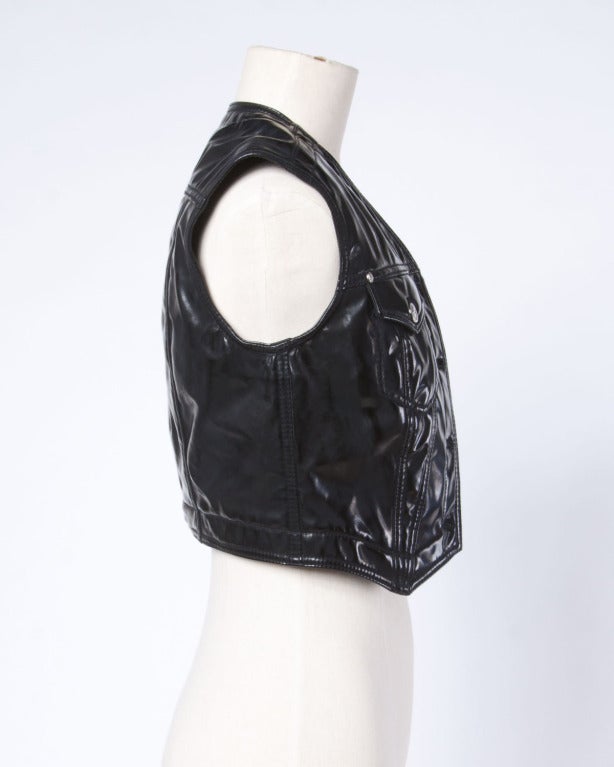 Gianni Versace Jeans Couture Vintage 1990s Patent Leather Medusa Buttons Vest 1