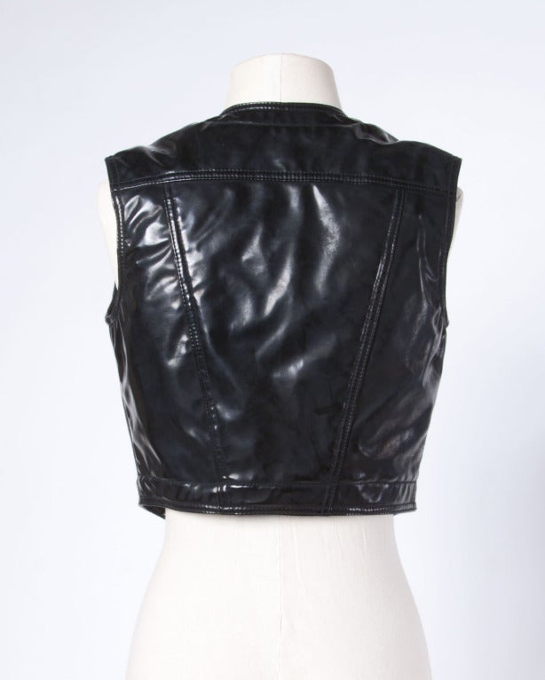 Gianni Versace Jeans Couture Vintage 1990s Patent Leather Medusa Buttons Vest 2