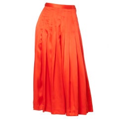 Gucci Vintage 80s 1980s Luxe Red-Orange Creamy Pleated Silk Midi Skirt