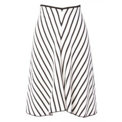 Sonia Rykiel Black + White Chevron Stripe Knit A-Line Skirt 12