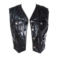 Gianni Versace Jeans Couture Vintage 1990s Patent Leather Medusa Buttons Vest