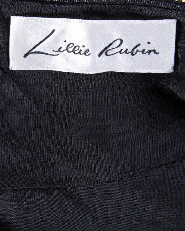 Unworn Lillie Rubin Metallic Gold Sequin Beaded Fringe Leopard Silk Dress 4