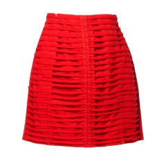 Krizia 1990s Vintage Red 3D Avant Garde Rivet + Shoe String Striped Mini Skirt