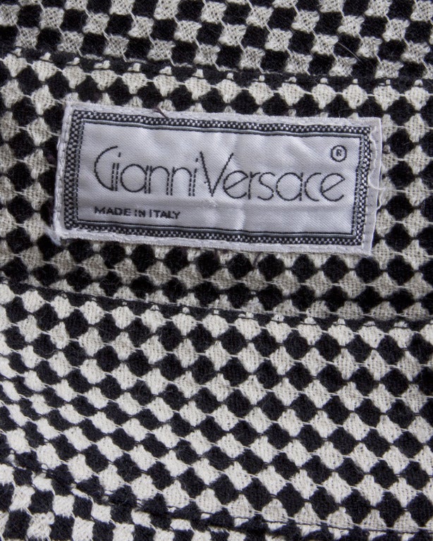 Gianni Versace Vintage 1980s Black + White Checkered Asymmetric Pleated ...