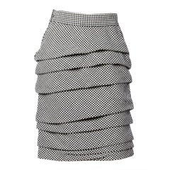 Gianni Versace Vintage 1980s Black + White Checkered Asymmetric Pleated Skirt