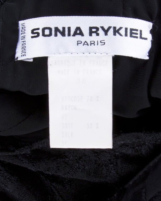 Women's Sonia Rykiel 1990s Black Burnout Velvet Halter Cut Out Lace Maxi Dress For Sale
