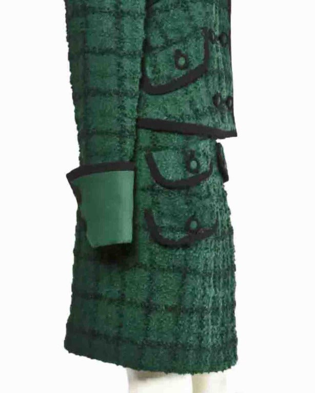 Gianni Versace Couture Vintage 1990s Green Boucle Wool Jacket + Skirt Suit Set 1