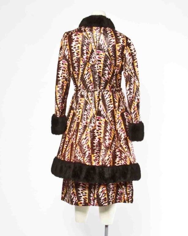 Lilli Ann Vintage 1970s Op Art Synthetic Fur Princess Coat 3-Piece Suit ...
