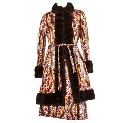 Lilli Ann Vintage 1970s Op Art Synthetic Fur Princess Coat  3-Piece Suit Set