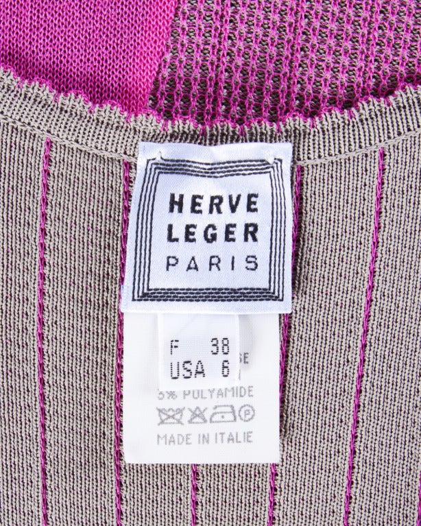 Iconic 1990s Herve Leger knit maxi dress with cut out slash sheer mesh panels and body hugging shape.

Details

Unlined
Circa: 1990s
Label: Herve Leger Paris
Marked Size: 38/6
Estimated Size: S
Colors: Pink / Taupe
Fabric: 97% Viscose