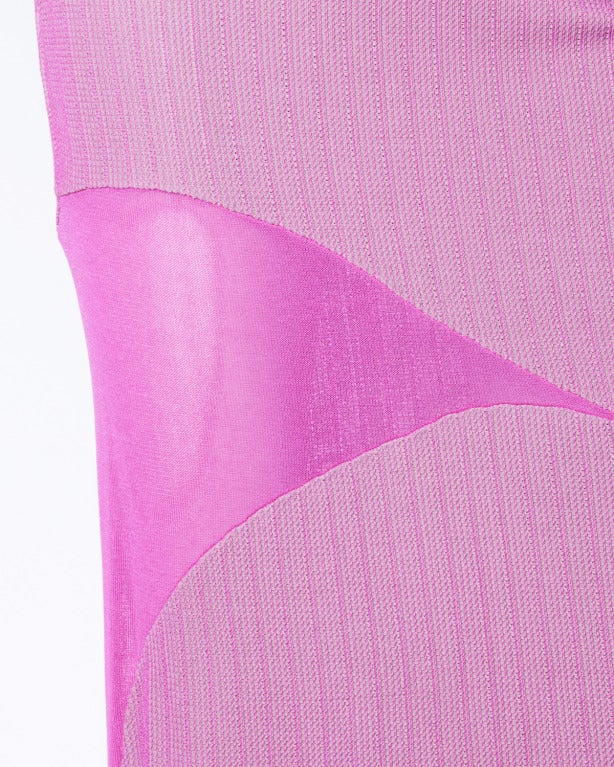 Herve Leger - Robe longue en maille transparente et bandage, rose et gris, années 1990  Pour femmes en vente