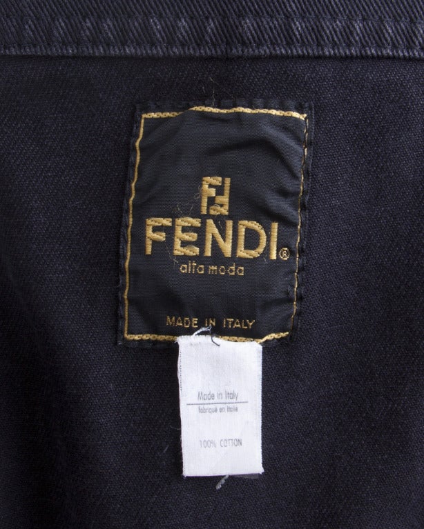 Fendi 1990s 90s Vintage Black Denim Jeans Suspender Skirt Maxi Dress ...